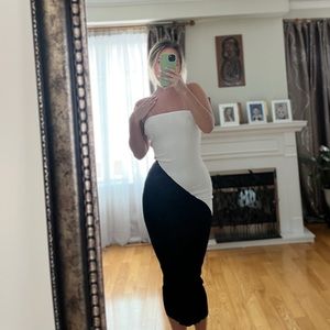 Bristol two tone knit maxi dress - black